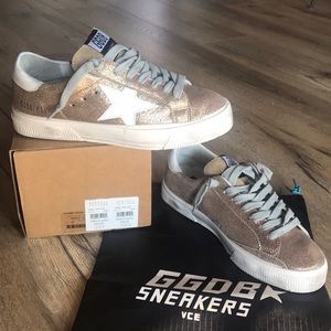 Golden Goose Metallic Rose Gold Star Low-Top Sneakers